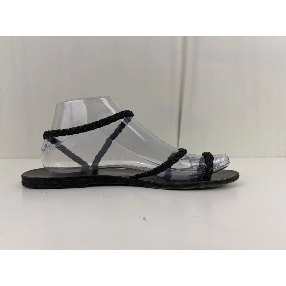 Ancient Greek Sandals Eleftheria Black Braided Leather Straps EU 39 Gladiator